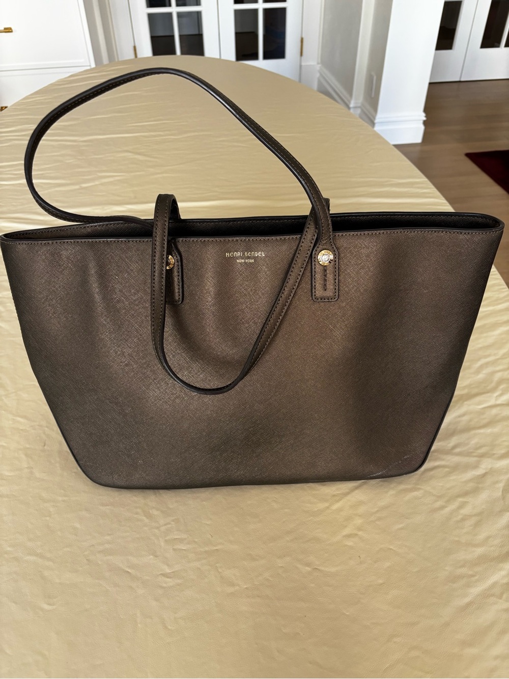 Henri Bendel Vintage Green Gold Tote